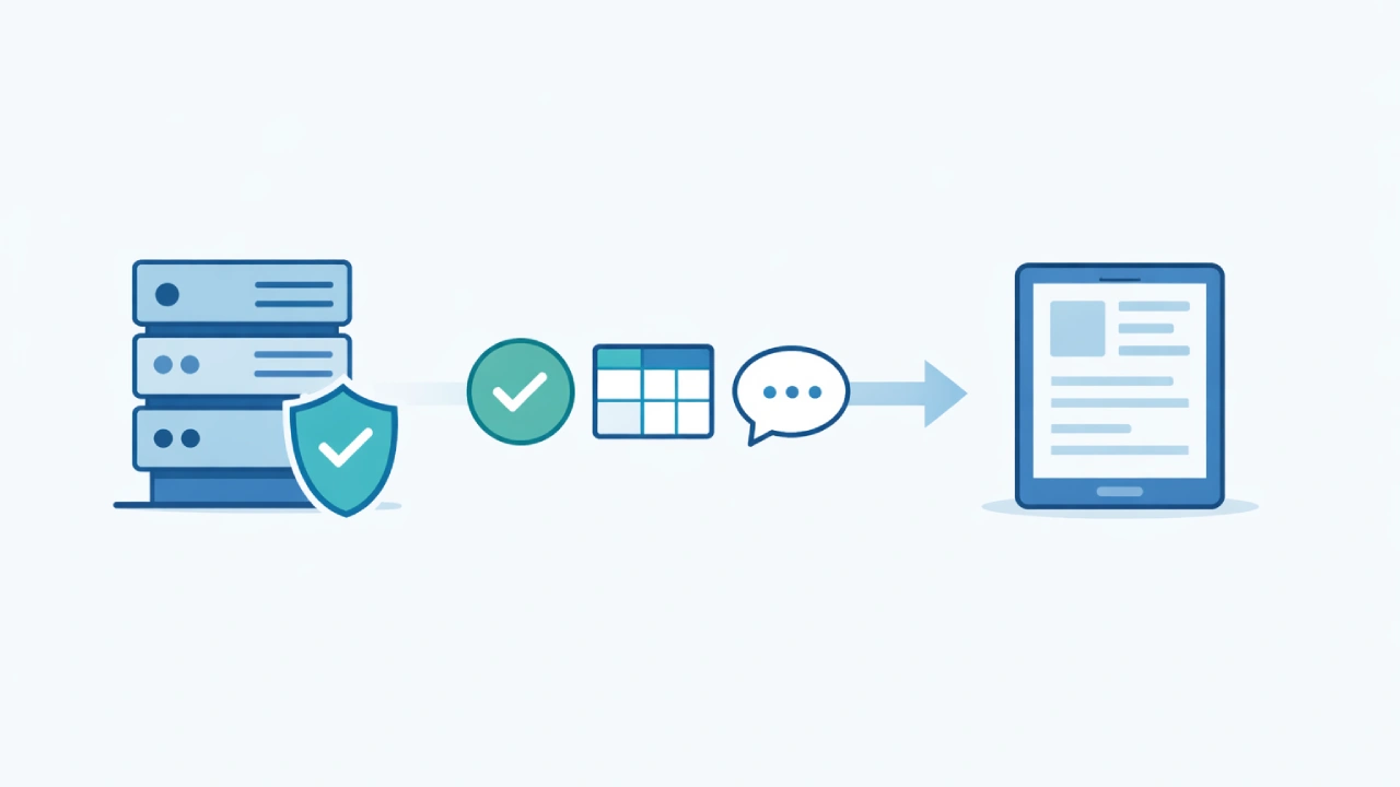 API response sent from server to client with structured data