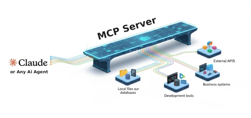 MCP server bridge connecting Claude AI to external tools like databases, GitHub, and file systems