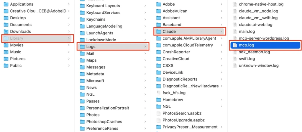claude mcp server log file location in macosx