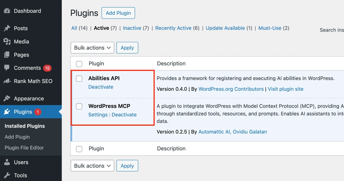 how to setup wordpress mcp server step 1